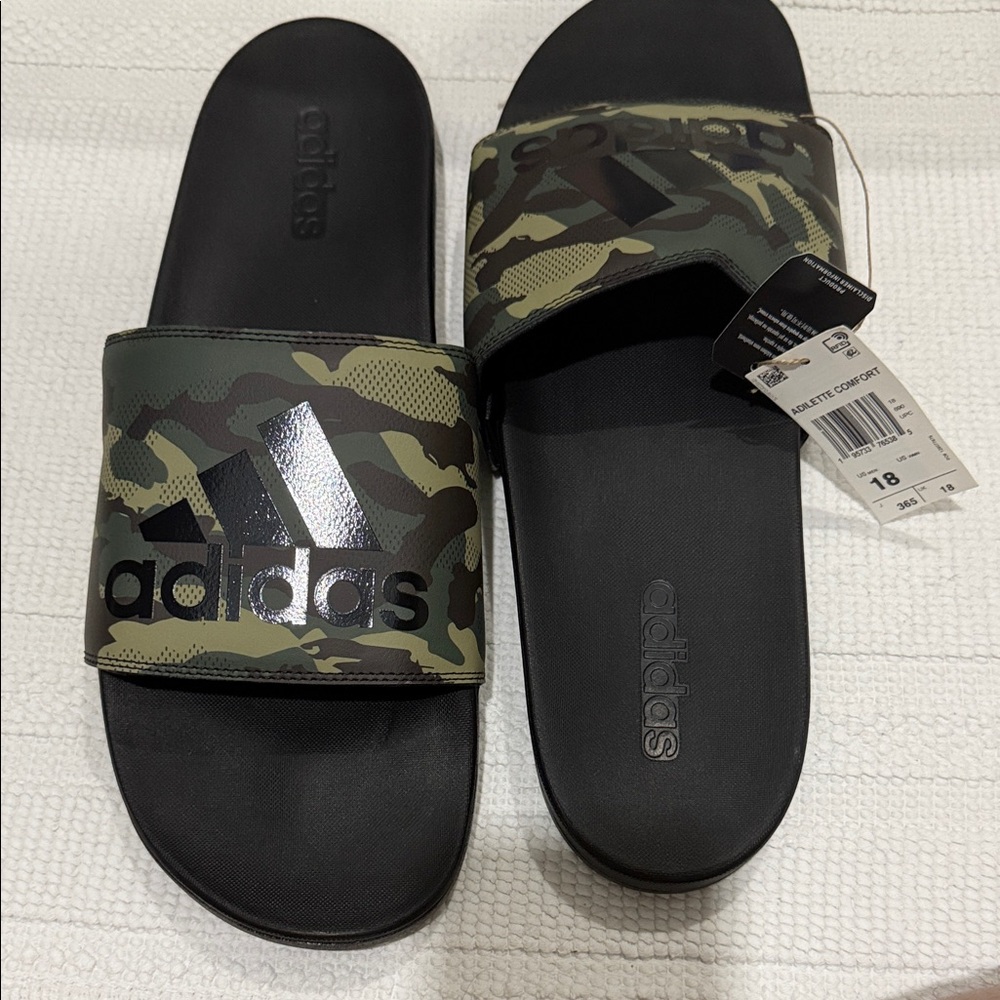 Adidas Green Camo Slide Sandals